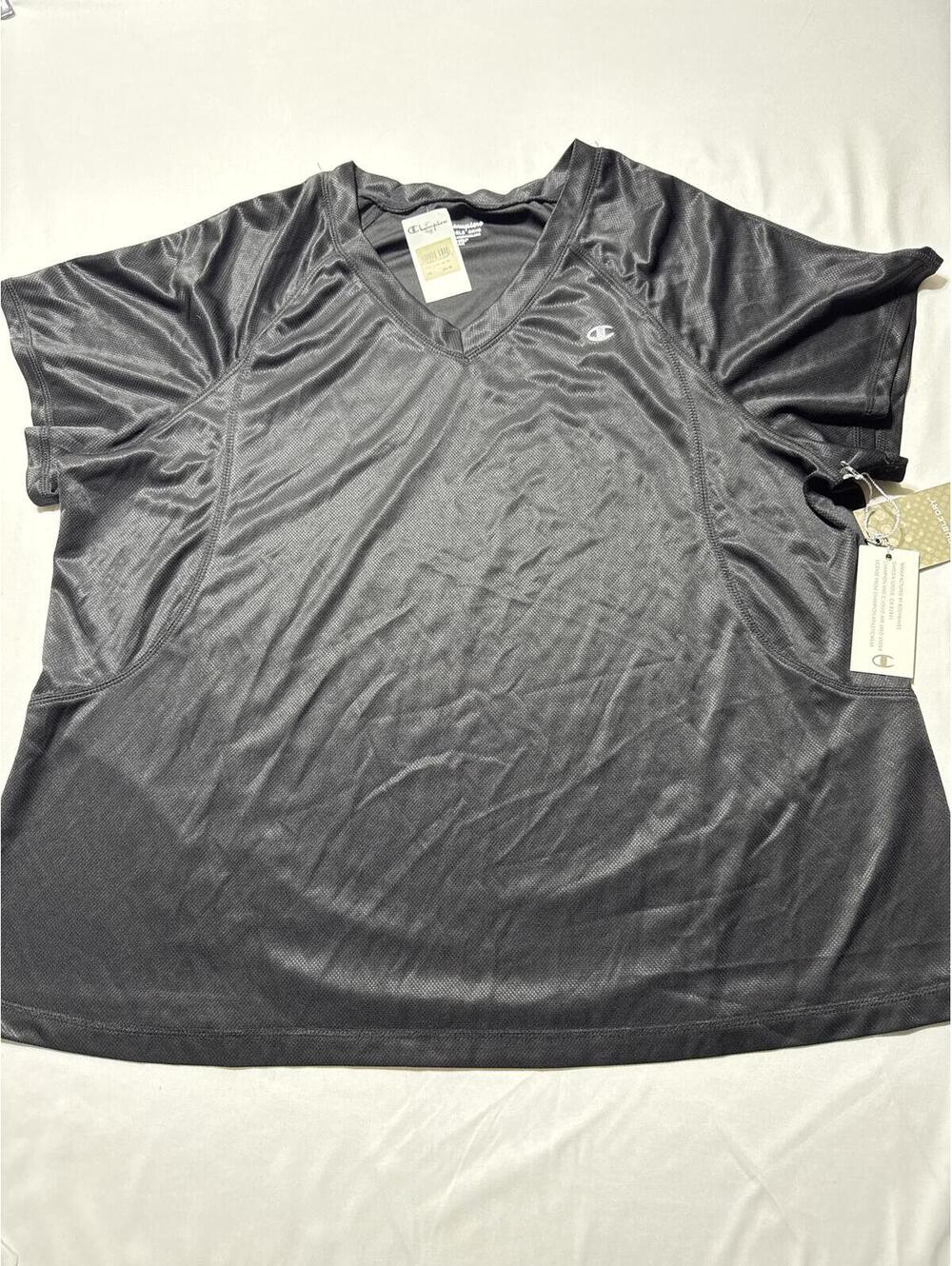 Champion Plus Double Dry Black Mesh Active Tee 2X New with T